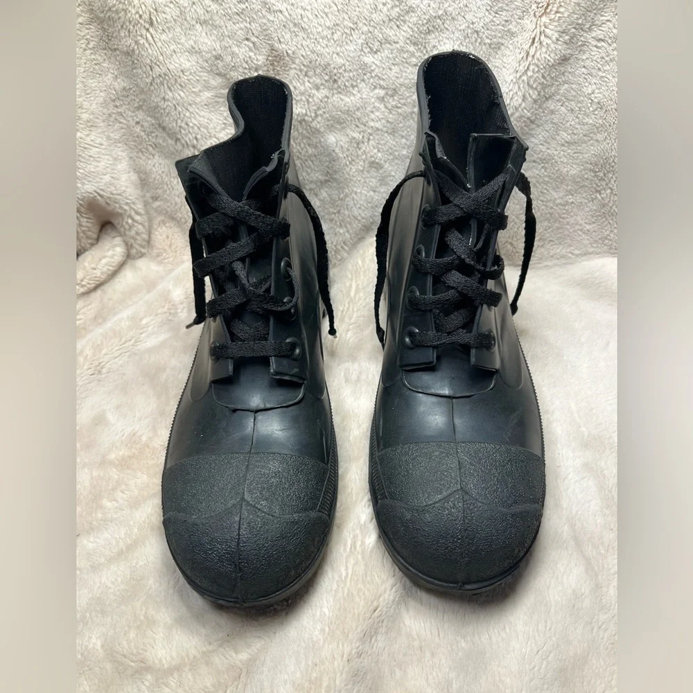 OnGuard Mens Steel Toe Rubber Boots Sz 10 Monarch 6” Black Lace Up Cap Toe USA